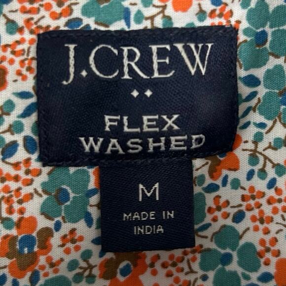 J.Crew Men Short Sleeve Flex Wash Button Shirt Preppy Colorful Green Size Medium - Picture 5 of 7